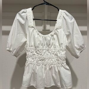 Gap Puff Sleeve Cinched Waist Top